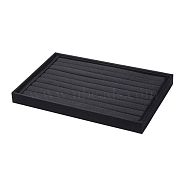 Wood Ring Displays, Cover with Cloth, Rectangle, Black, 35x24x3cm(RDIS-G004-02)