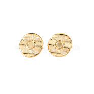 Ion Plating(IP) 304 Stainless Steel Stud Earring Findings, Earring Setting for Enamel, with Ear Nuts, Flat Round, Real 14K Gold Plated, 16mm, Pin: 0.7mm, Tray: 4mm(STAS-N097-241LG)