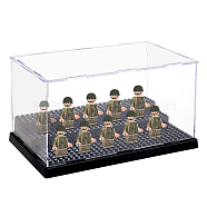 3-Tier Acrylic Minifigure Display Cases, Dustproof Building Block Display Box, fot Action Figure Toys Storage, Rectangle, Black, Finish Product: 25.8x15.6x13.7cm(ODIS-WH0019-10A)