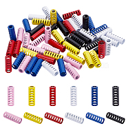 CHGCRAFT 60Pcs 6 Colors Alloy Cord Ends, End Caps, Column, Mixed Color, 20x6.5mm, Hole: 4mm and 6mm, 10pcs/color(FIND-CA0004-17)