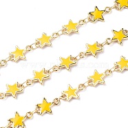 Handmade Alloy Enamel Star Link Chains, Soldered, Long-Lasting Plated, Lead Free & Cadmium Free, Golden, Gold, 11x8x1.6mm(X-ENAM-F138-01E-RS)