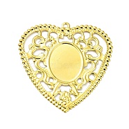 Rack Plating Iron Hollow Big Pendant Cabochon Settings, Heart, Golden, Tray: 19x25mm, 59.5x56x1mm, Hole: 2.2mm(IFIN-Q134-03G)