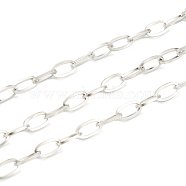 304 Stainless Steel Cable Chain, Unwelded, with Spool, Flat Oval, Stainless Steel Color, 10x5.5x1mm, 32.8 Feet(10m)/roll(STAS-B020-06P)