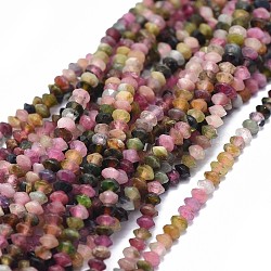 Natural Tourmaline Beads Strands, Faceted, Rondelle, 2.5~3.5x1.5mm, Hole: 0.6mm, about 90pcs/strand, 15.35(39cm)(G-I249-D04-02)