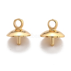 Brass Cup Pearl Peg Bails Pin Pendants, For Half Drilled Beads, Long-Lasting Plated, Real 24K Gold Plated, 8.5x8mm, Hole: 2mm, Pin: 1mm(KK-H759-29D-G)