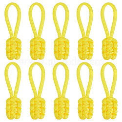 10Pcs Polyester Braided Replacement Zipper Puller Tabs, Zip Pull Extender, Yellow, 8.2x2x0.87cm(FIND-GF0003-50C)