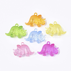 Transparent Acrylic Pendants, Rhinoceros, Mixed Color, 32x45x15mm, Hole: 3mm(X-TACR-S133-112)