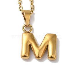 PVD Vacuum Plating 201 Stainless Steel Necklaces, Letter, Letter M, 17.80 inch(45.2cm), Pendant: 24x13.5x3mm(NJEW-H033-01G-M)