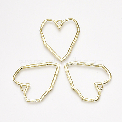 Alloy Pendants, Heart, Light Gold, 38x33x1.5mm, Hole: 3mm(PALLOY-T067-32LG)