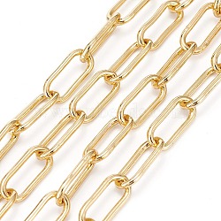 Brass Paperclip Chains, Drawn Elongated Cable Chains, Unwelded, Long-Lasting Plated, with Spool, Real 18K Gold Plated, 17x7x1.5mm, about 16.4 Feet(5m)/roll(CHC-G007-01G)