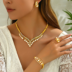 Elegant Classic Real 18K Gold Plated Alloy Bracelets & Earrings & Necklaces & Rings Sets for Women(RE4910)