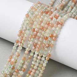 Natural Arusha Sunstone Beads Strands, Round, Faceted, 3mm, Hole: 0.5mm, about 129pcs/strand, 15.35''(39cm)(G-U014-A01-01)