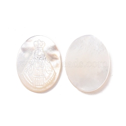 Natural White Shell Cabochons, Oval with King, 18.5x14.5x3mm(SSHEL-D083-15)