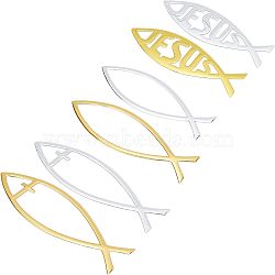 Easter Theme SUPERFINDINGS 6Pcs 6 Styles Waterproof PVC Adhesive Sticker Car Stickers, Jesus Fish, for DIY Car Decorations, Mixed Color, 1pc/style(DIY-FH0002-44)