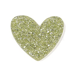 Acrylic Plastic Cabochons, Heart, Green, 37x39.5x2.5mm, Hole: 2.5mm(OACR-R273-02D)