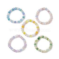 5Pcs 5 Colors Electroplate Glass Stretch Rings, Rondelle, Mixed Color, Inner Diameter: 19mm, 1pc/color(RJEW-JR00681)