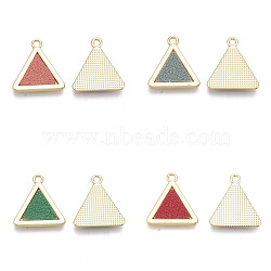 Alloy Pendants, with PU Leather, Triangle, Light Gold, Mixed Color, 19x18x2mm, Hole: 1.8mm(PALLOY-T067-163)