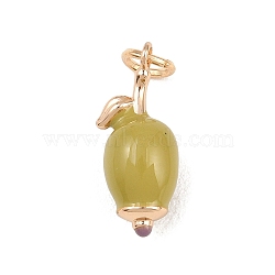 304 Stainless Steel Enamel Pendants, Golden, Apple, 21x8x9mm, Jump Ring: 6x1mm, 4mm Inner Diameter(STAS-B125-02B-G)