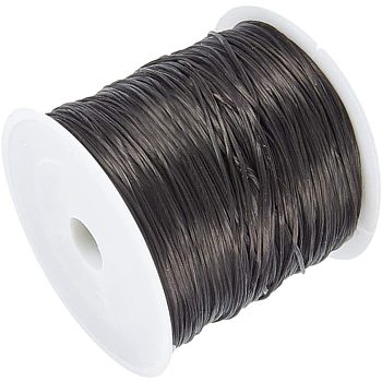 Japanese Flat Elastic Crystal String, Elastic Beading Thread, for Stretch Bracelet Making, Black, 0.8mm, about 60m/roll.