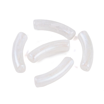 Acrylic Bead, with Glitter Powder, Tube, White, 33x11x8mm, Hole: 2mm, 279pcs/500g