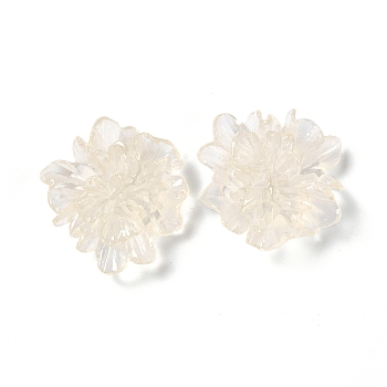 Transparent Resin Cabochons, DIY for Mobile Phone Decoration & Bobby Pin Accessories, Flower, Clear, 25x22.5x9.5mm
