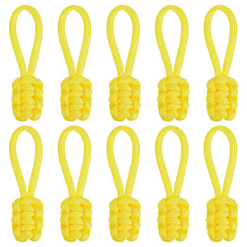 10Pcs Polyester Braided Replacement Zipper Puller Tabs, Zip Pull Extender, Yellow, 8.2x2x0.87cm