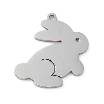 Non-Tarnish 5Pcs 201 Stainless Steel Pendants, Laser Cut, Rabbit Charm, Stainless Steel Color, 17.5x16.5x1mm, Hole: 1.2mm