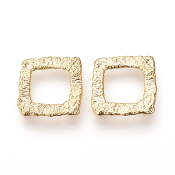 Brass Linking Rings, Square, Nickel Free, Real 18K Gold Plated, 14x14x1mm