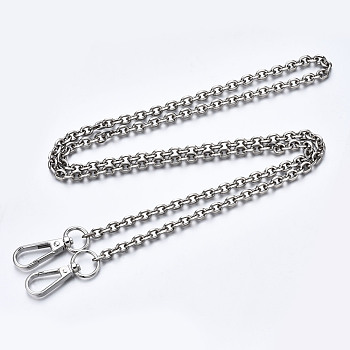 Bag Chains Straps, Iron Cable Link Chains, with Alloy Spring Gate Ring, for Bag Replacement Accessories, Platinum, 1180x7mm