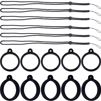 DIY Anti-Lost Necklace Lanyard Making Kit, Including Anti-Lost Silicone Pendant, Adjustable Polyester Neck Lanyard, for Electronic Stylus & Lighter & Pen Haning Holder Lanyard Strap, Black, 46Pcs/box