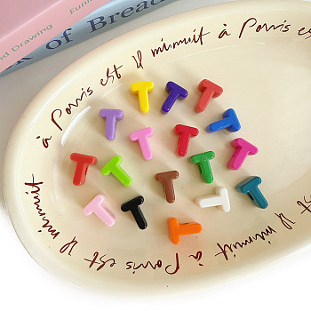 Opaque Acrylic European Beads, Large Hole Beads, Mixed Color, Letter T, 20.6x16.5x13.7mm, Hole: 6.3mm, 138~252pcs/500g