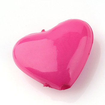 Opaque Acrylic Beads, Heart, Deep Pink, 10x10.5x5.5mm, Hole: 1.5mm, about 1250pcs/500g