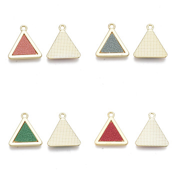 Alloy Pendants, with PU Leather, Triangle, Light Gold, Mixed Color, 19x18x2mm, Hole: 1.8mm