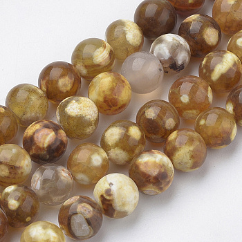 Natural Fire Crackle Agate Beads Strands, Dyed, Round, 8mm, Hole: 1mm, about 49pcs/strand, 16.3 inch