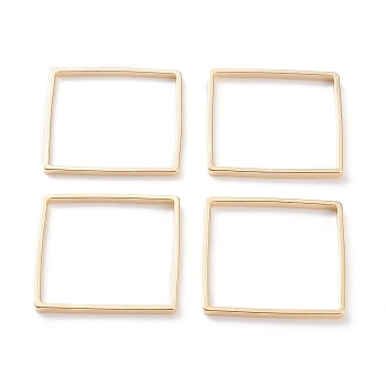 Brass Linking Rings, Long-Lasting Plated, Square, Real 24K Gold Plated, 18x18x1mm, Inner Diameter: 17x17mm