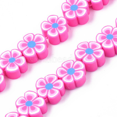 Hot Pink Flower Polymer Clay Beads