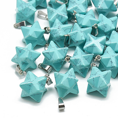 Stainless Steel Color Star Synthetic Turquoise Pendants