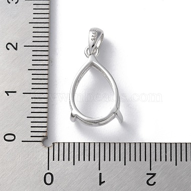 Rhodium Plated Rack Plating 925 Sterling Silver Pendants Cabochon Settings(STER-NH0001-49B-P)-3