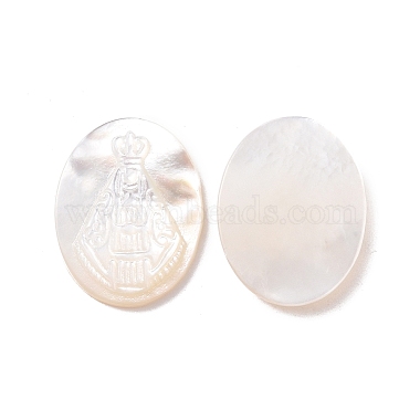 19mm White Oval White Shell Cabochons