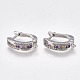 Brass Micro Pave Cubic Zirconia Hoop Earring Findings with Latch Back Closure(EJEW-S201-105)-1