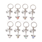 Porcelain & Glass Pearl & Alloy Keychain, with Iron Ring, Angel, Mixed Color, 83mm(KEYC-JKC01157)