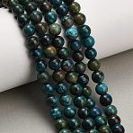 Natural Chrysocolla Beads Strands, Smooth Round, 6mm, Hole: 0.8mm, about 64pcs/strand, 15.75~15.94''(40~40.5cm)(G-G475-A03-6mm)