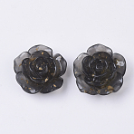 Translucent Resin Cabochons, with Gold Foil Inside, Flower, Black, 22x22.5x10mm(X-RESI-S364-45A)