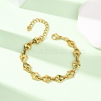 304 Stainless Steel Rhombus Link Chain Bracelets for Women, Golden, 6.61 inch(16.8cm)(BJEW-F536-09G)