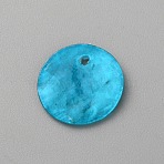 Dyed Natural Capiz Shell Pendants, Disc Charms, Deep Sky Blue, 15x1mm, Hole: 1.6mm(BSHE-WH20002-01K)