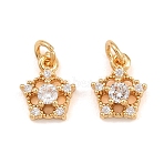 Brass Micro Pave Cubic Zirconia Charms, Star Charms, Real 18K Gold Plated, Clear, 10x8x4mm, Hole: 2mm(CU-CBAA6E8-05G-02)