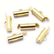 Brass Cord Ends, for Ball Chain, Slide On End Clasp Tubes, Slider End Caps, Lead Free & Cadmium Free & Nickel Free, Raw(Unplated), 14x4.5mm, Hole: 1x2.5mm,Inner Diameter: 3.7mm(KK-A143-41C2-RS)