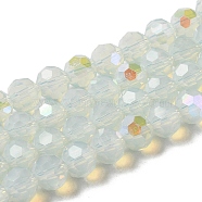 Imitation Jade Glass Beads Strands, Faceted, Round, WhiteSmoke, 8x7~7.5mm, Hole: 1.2mm, about 65~67pcs/strand, 19.49~19.69''(49.5~50cm)(EGLA-A035-J8mm-L06)