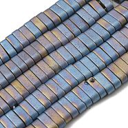 Electroplated Non-magnetic Synthetic Hematite Beads Strands, Rectangle, Matte Style, 2-Hole, Cornflower Blue, 6x2x3mm, Hole: 1.2mm, about 199pcs/strand, 15.75 inch(40cm)(G-C106-B01-02A)