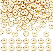 Elite 150Pcs Brass Spacer Beads, Nickel Free, Flat Round, Real 18K Gold Plated, 7x1.5mm, Hole: 2mm(KK-PH0005-59)